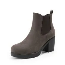 Botines de tacón alto y grueso tipo Chelsea para mujer, con elástico, para otoño