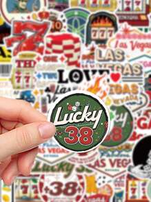 50pcs Las Vegas Stickers PVC Gift Cartoon Creative Decoration Scrapbook Laptop Luggage Guitar Water Cup Phone Case DIY Decal,School Supplies,Back To School - Multicolor - View 5