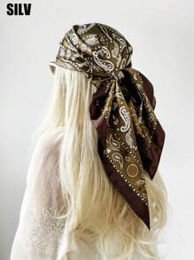 1 件 90 厘米佩斯利图案方形围巾，可作为头巾、头巾或头巾日常使用，头巾、发带、头带非常适合装扮您的外观 - 彩色 - 查看 22