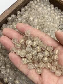 50pcs/Pack 8mm Frosted Round Beads With Starry Pattern, Ideal Material For Diy Beaded Jewelry