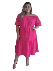 Vestido Plusize Ciganinho Midi  Modinha Verão Moda Evangelica