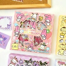 Sanrio 1pc Hello Kitty Sanrio Non-Repeating 100-Piece Sticker Set Cinnamoroll Kuromi Waterproof Stationery Sticker Gift Box Birthday Gift