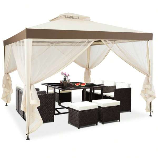 Homasis 10'x 10' Canopy Gazebo Shelter W/Mosquito Netting Outdoor Patio