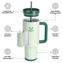 UKEIN 40oz Tumbler With Handle, 2-IN-1 Leak Proof Lid (Straw/Flip), Insulated Water Bottle, Stainless Steel Tumbler With Non-Slip Silicone, Wide Mouth Travel Mug Cupholder Friendly