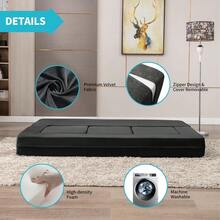 80" Convertible Floor Sofa Bed With 3 Ottomans, Fold Out Futon Sleeper, Velvet Fold Out Sleeper Sofa Couch, Foldable Memory Foam Couch For Living Room/Bedroom/Office-Dark Grey - 深灰色 - 查看 5