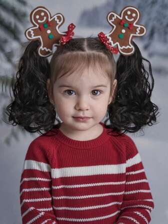 1 件儿童可爱波浪卷发马尾辫接发合成 12 英寸短波浪夹式马尾辫接发适合女孩假发发饰