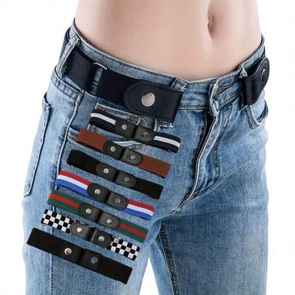 Damen elastischer Gürtel ohne Schnalle, nachgiebiger Gürtel, verstellbares Design. Ein elastischer Gürtel, verstellbar, ohne Schnalle, passend für Jeans, unsichtbarer elastischer Gürtel, geeignet für Damen und Herren im Ins-Stil