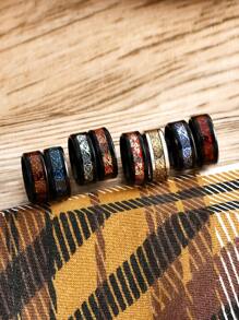 8pcs Vintage High-End Accessories Chinese Dragon Stainless Steel Rings, Multi-Color Chinese Dragon Pattern Rings For Men