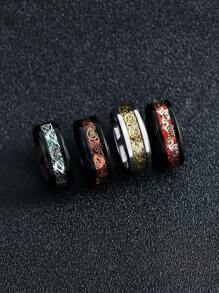 8pcs Vintage High-End Accessories Chinese Dragon Stainless Steel Rings, Multi-Color Chinese Dragon Pattern Rings For Men