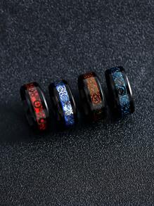8pcs Vintage High-End Accessories Chinese Dragon Stainless Steel Rings, Multi-Color Chinese Dragon Pattern Rings For Men
