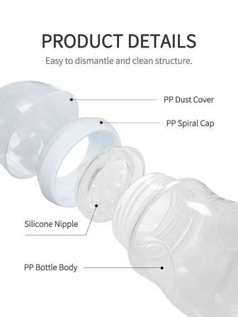 KUNT 1 件新生儿奶瓶，天然 PP 材质防胀气宽口塑料防震婴儿奶瓶套装