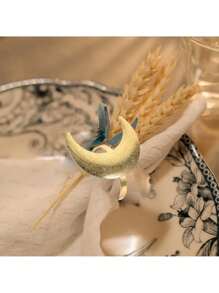 5 pièces Porte-serviettes étoile et lune, convient pour anniversaire, mariage, Saint-Valentin, Pâques, décoration de table, fête, rassemblement familial, décoration de la maison, fournitures pour fête à thème, accessoires de cuisine