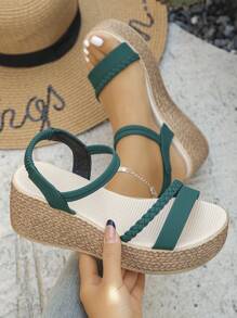 1 par de sandalias con plataforma y cuña para adolescentes, con suela gruesa versátil y resistente al agua, para uso en verano