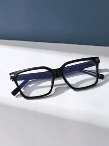 Unisex Square Plastic Computer/Gaming/TV/Phone Glasses, Reduce Eye Fatigue, Fashion Clear Lens Glasses Frame - Black - View 3