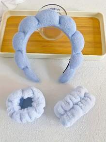 1Pc Face Washing Headband/2Pcs Face Washing Wrist Straps/3 Set Of Hydrotherapy Headbands, Skincare Bow Headband, One Pair Of Wash Face Wristbands,Makeup Headbands, Face Washing Headbands, Skincare Headbands, Velvet Fluffy Sponge Headbands, Bows, Bubbles, Hydrotherapy Headbands.Valentine's Day Couple As Gift Hairdressing Tool,Hairband,Hair Hoop