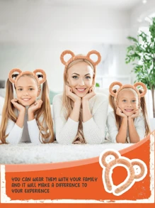 10pcs Bear Ear Plush Headbands, Cute Cartoon Ear Headbands, Fashionable Women's Headbands,Sweet Internet Celebrity Hair Band, Face Washing Headband,Suitable For Masquerade, Party, Birthday Party, Daily Dress Up, Photography, Cosplay (Brown)