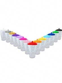 15 Twister Cups 400ML Colored Lid And Transparent Straw - 藍色bb水晶杯 - 查看 2