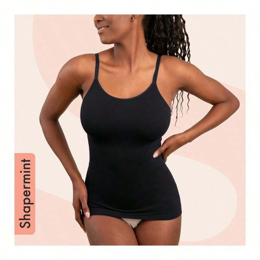 Shapermint Essentials All Day Every Day Scoop Neck Cami - Hitam - View 1