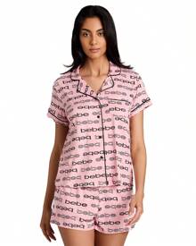 Bebe Pajama Set For Women, Stretch Rayon Knit Short Sleeve PJs For Women Set, Ladies Pajamas Sets - Blush - View 1