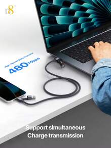 D8 240W 3-In-1 Portable Charging Cable ,High-Lighted LED Night Lamp A Light Feature For Illumination. ,USB C Charger Cable Fast Charge - Grey - View 5