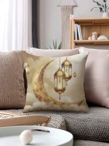 1 件和 4 件斋月假期图案靠垫套，多种尺寸，开斋节装饰，复古斋月吊灯，新月图案，舒适的亚麻质地，节日畅销品，家居装饰抱枕套，适用于沙发、客厅、卧室，无枕芯 - 彩色 - 查看 8