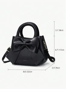 Bolso de tipo cartera con lazo y gráfico de letra, regalo del Día de la Madre para mamá, bolso con lazo para mujeres para San Valentín, los mejores regalos para el Día de la Madre - Negro - Ver 10
