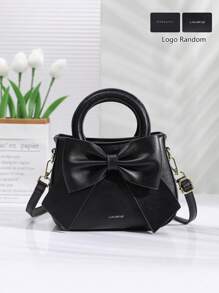 Bolso de tipo cartera con lazo y gráfico de letra, regalo del Día de la Madre para mamá, bolso con lazo para mujeres para San Valentín, los mejores regalos para el Día de la Madre - Negro - Ver 11