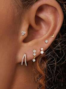 HOTNICE Conjunto de pendientes de aro pequeños dorados de bajo nivel alergénico con tornillo para mujeres | Pendientes perforados múltiples para el cartílago para mujeres