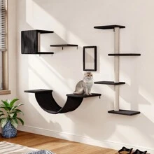 Living And Home Cat Tree Set With Hammock And Jumping Platform - Black 30cm W X 20cm D X 96cm H - View 2