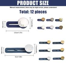 Bộ 12 nút mở rộng cho quần, nút mở rộng eo quần, nút mở rộng đàn hồi có thể điều chỉnh, nút mở rộng không cần khâu, nút mở rộng cổ áo cho áo sơ mi nam nữ (3 màu) - Nhiều màu - Xem 2