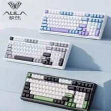 AULA F99 Custom Mechanical Keyboard 99 Key RGB Wireless Three-Mode Bluetooth 2.4 Gasket Construction Full Hot-Swappable Gaming Keyboard - Multicolor - View 2