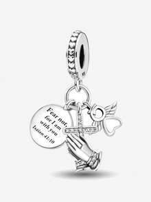 1 PC 925 Sterling Silver Bible Prayer Cross Series Bead Pendant Charm Suitable For Bracelets DIY Women's Jewelry - Silver - View 16