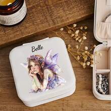 1 件，定制个性化漂亮女孩珠宝盒，定制姓名珠宝收纳盒，戒指，耳环，手链，项链，便携式珠宝盒，女士礼物，朋友礼物，返校生日礼物 - 彩色 - 查看 4