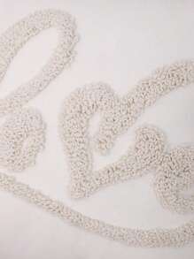 1pc Heart-Shaped Canvas Velvet Decorative Pillow Cover For Living Room And Bedroom - Beige - View 8