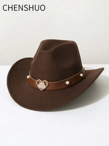 1 peça chapéu de cowboy de lã sintética feminino, tema de cowboy ocidental, adequado para festivais de música, eventos de cowboy ocidental, festas vintage, festas à fantasia, celebrações, apresentações de palco e uso diário - cartola - Ver 5