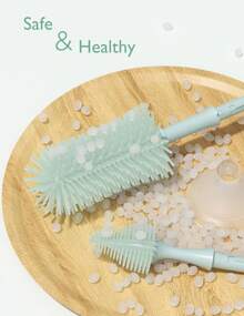 Momcozy Protable Bottle Brush Set - Baby Bottle Cleaner Kit With Silicone Brush, Nipple Brush, Straw Brush, Soap Dispenser, Drying Rack - 6 In 1 Bottle Cleaning Tool For Home And Travel - 按氣泡式綠色 - 查看 5