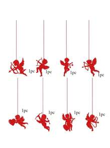 8 件/套浪漫情人节挂饰，纸丘比特挂饰，非电动爱情鸟装饰，适合婚礼和派对 - 彩色 - 查看 6