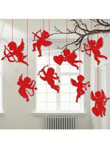 8 件/套浪漫情人节挂饰，纸丘比特挂饰，非电动爱情鸟装饰，适合婚礼和派对 - 彩色 - 查看 2