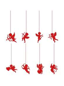 8 件/套浪漫情人节挂饰，纸丘比特挂饰，非电动爱情鸟装饰，适合婚礼和派对 - 彩色 - 查看 7