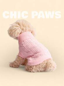 holdhoney 1 Piece, Autumn And Winter, New Style, Pet Clothes, Dog, Fried Dough Twists Series, Teddy, Sweater, Puppy Type, Warm, Cute Sweater, Fashion, Autumn And Winter, Pet Clothes, Solid Color, Fried Dough Twists, Knitting, Comfortable