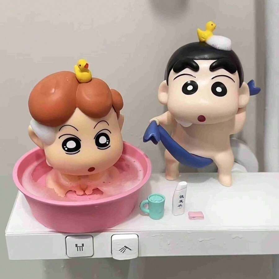 CRAYON SHINCHAN 1pc Bathing Kui Crayon Shin Chan Handmade Nohara Shinnosuke Cute Anime Doll Desktop Decoration Bathing Set - Multicolor - View 1