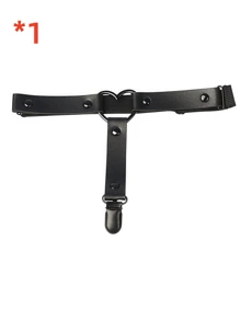 1pc/2pcs Solid Color PU Leather Women Sexy Garter Belt, Black Leg Harness Garter, Gothic Style Sexy Lingerie Accessories. Cosplay Leg Decor, Christmas/Valentine's Day Thigh Decoration Gift
