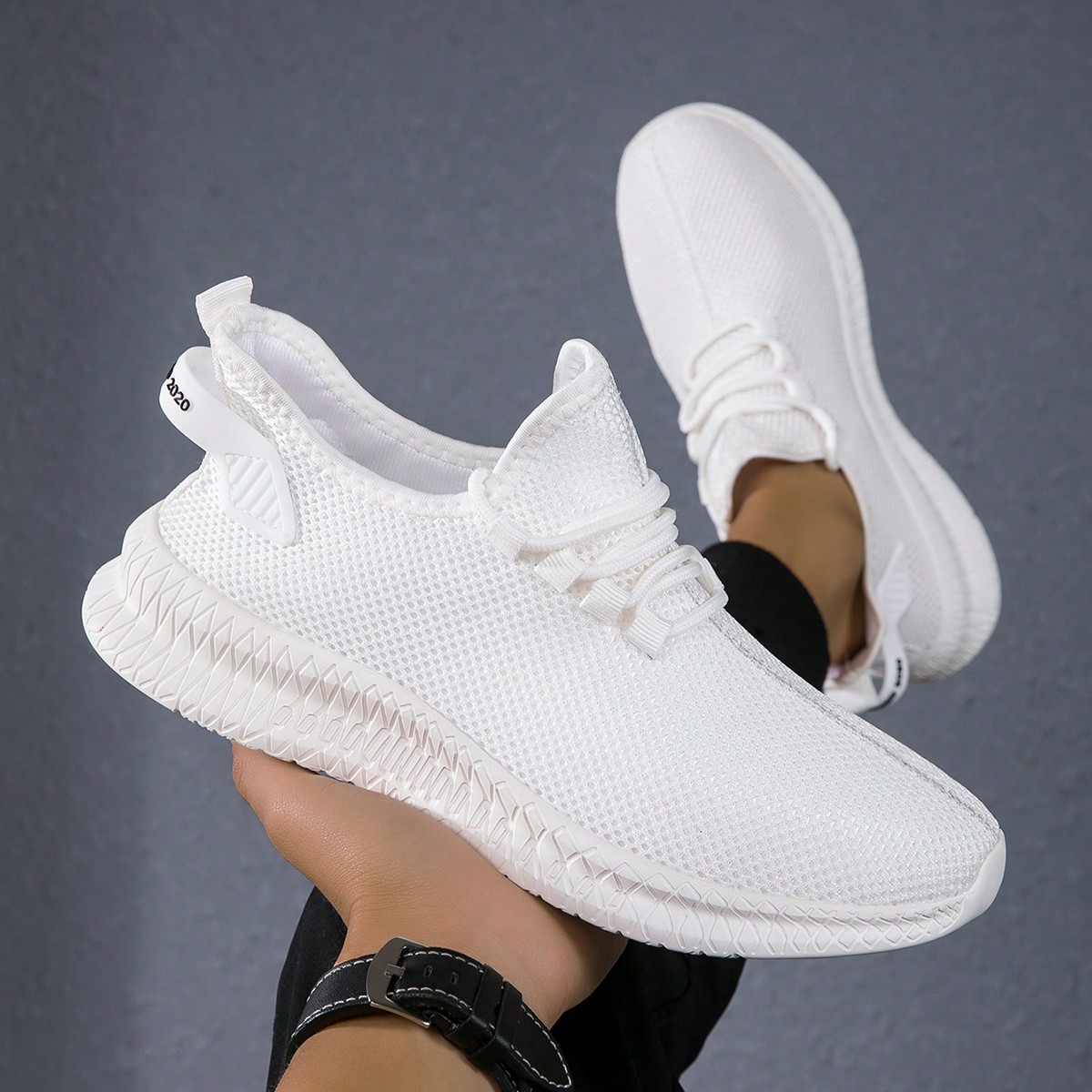 Zapatillas de malla ultraligeras y transpirables para hombre, con suela delgada tipo slip-on, estilo informal/vacacional, ligeras