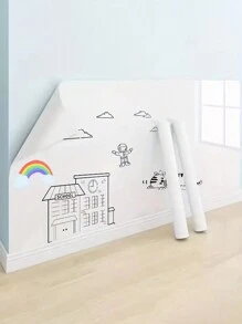 Removable Electrostatic Whiteboard Sticker, Reusable Dry Erase Drawing Film, No-Adhesive Graffiti Board For Kids, Home Classroom Learning Decor - White - View 1