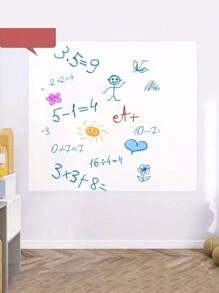 Removable Electrostatic Whiteboard Sticker, Reusable Dry Erase Drawing Film, No-Adhesive Graffiti Board For Kids, Home Classroom Learning Decor - White - View 3