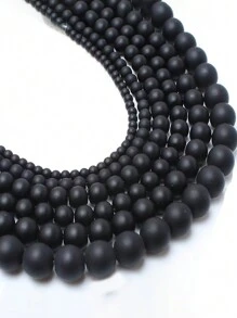 1 filo di perline sfuse rotonde in onice nero opaco per la creazione di gioielli, fai da te, per collane, bracciali, orecchini, accessori, misure 4, 6, 8, 10 mm