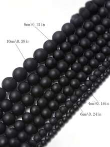 1 filo di perline sfuse rotonde in onice nero opaco per la creazione di gioielli, fai da te, per collane, bracciali, orecchini, accessori, misure 4, 6, 8, 10 mm