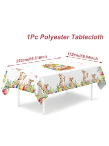 1 szt. 140*180 cm/152*220 cm obrus, prostokątny wielkanocny motyw pasterski bieżnik dekoracyjny, tłoczony kolorowy nadrukowany wzór kwiatowy królika obrus, wielkanocny obrus króliczka na piknik świąteczny obrus dekoracyjny