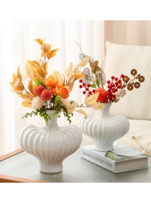 1pc Lantern Round Vase - Plastic, Black And White Two Colors, Two Sizes, Nordic Style Aesthetic Decoration, For Flower Arrangement, Ideal For Home, Living Room, Bedroom Decoration Birthday