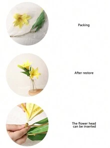 1pc/2pcs/3pcs/5pcs/6pcs Vải lụa cao su nhân tạo hoa loa kèn, dài 33cm, thích hợp để cắm hoa, trang trí hoa, bình hoa, vườn, bệ cửa sổ, đám cưới, tiệc tùng, sinh nhật, lễ tạ ơn, ngày của cha, hoa nhân tạo chất lượng tuyệt vời - Màu vàng - Xem 5